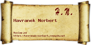Havranek Norbert névjegykártya